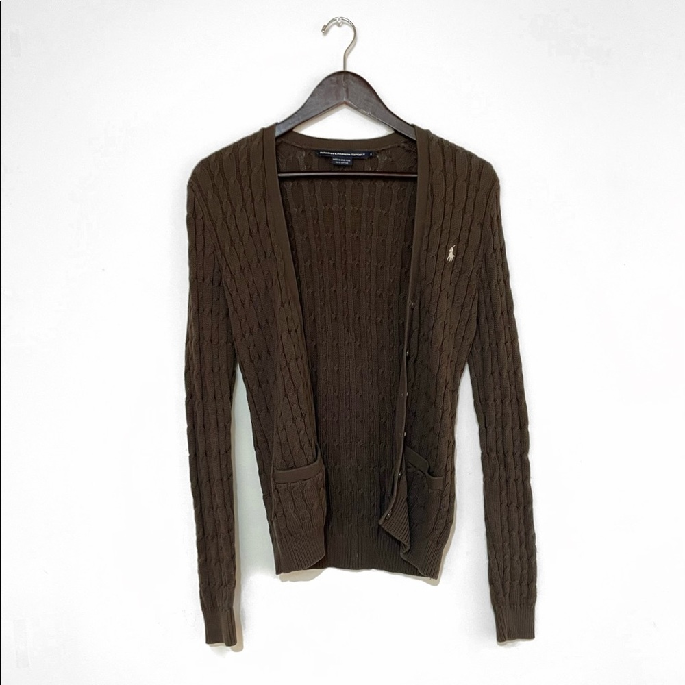 Ralph Lauren Cable Knit Brown Cardigan